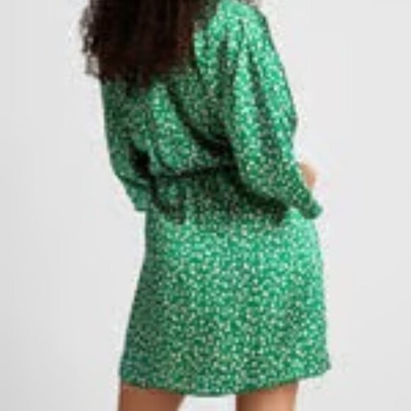 Modcloth Mini Wrap Dress Size Large 3/4 Sleeves w/ Beige Spots in Emerald - Picture 2 of 5